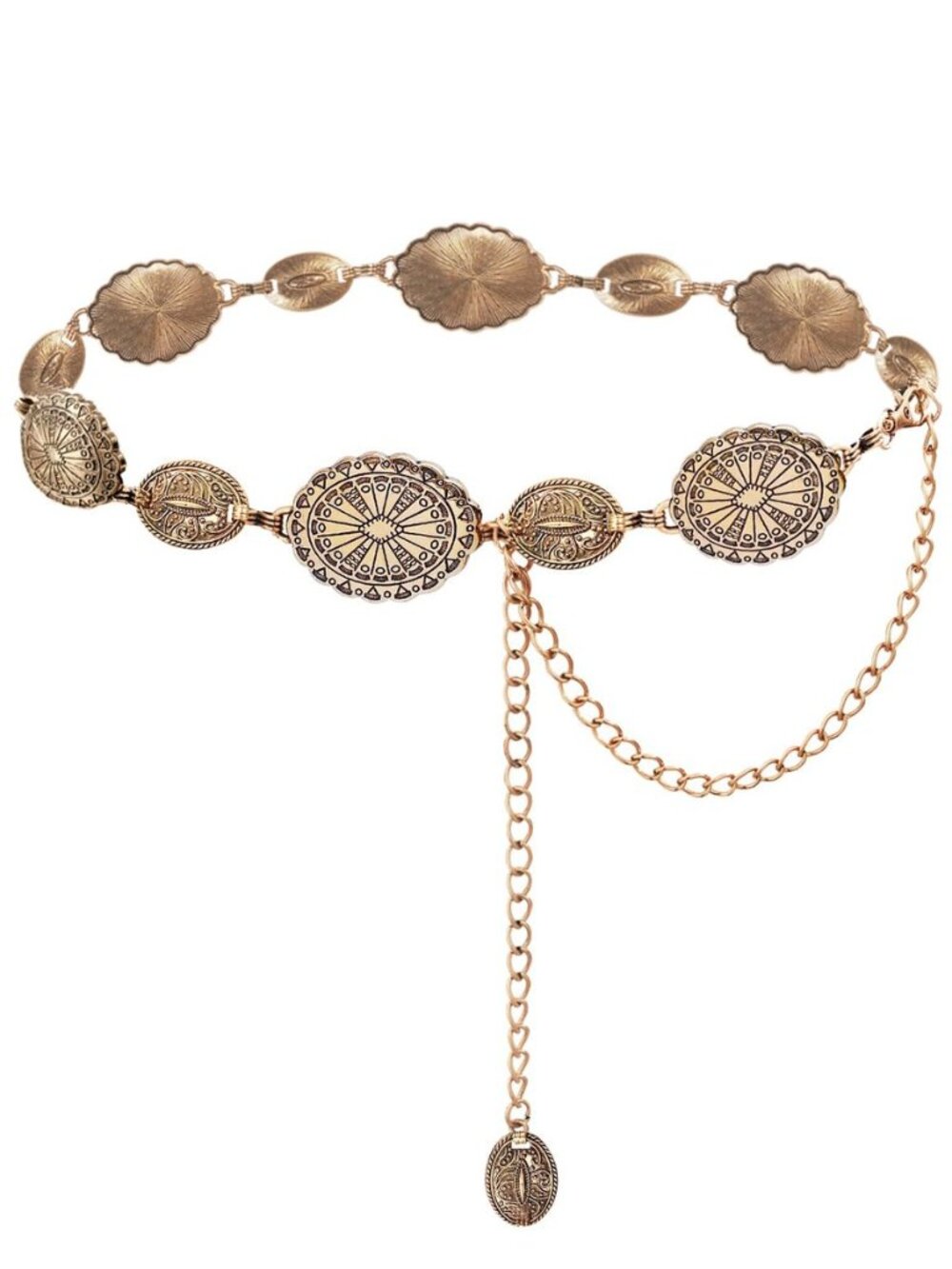 Western Metal Concho Belt for Women Cowgirl Chain Belts for Dresses Jeans